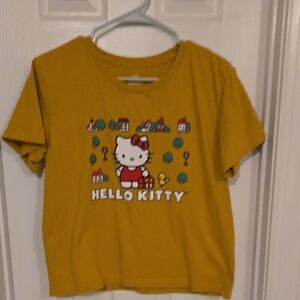 Hello Kitty  Yellow T-Shirt,Size Large,Mustard colored